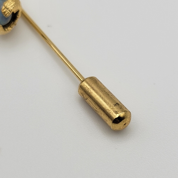 Vintage Genuine Australian Blue Opal Koala Gold Tone Hat Lapel Tie Pin Brooch - Picture 8 of 8